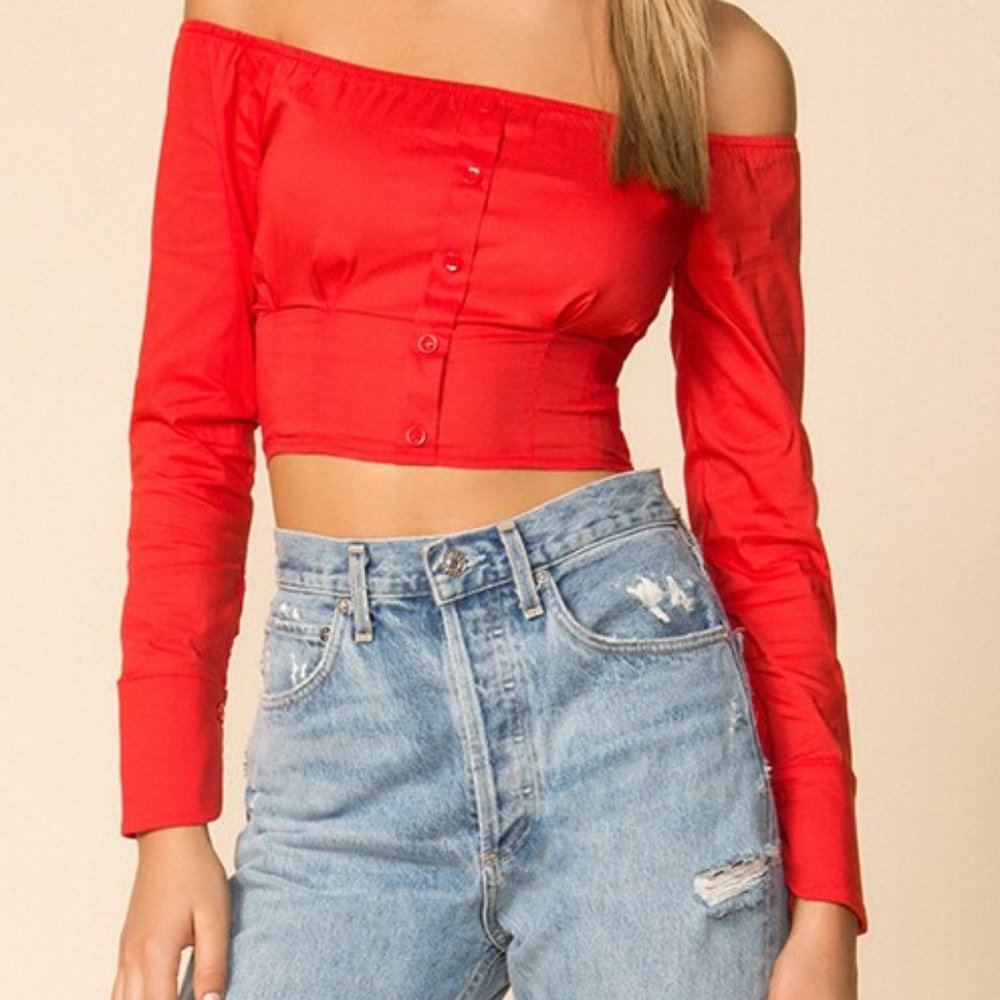 NWT Superdown red ls blouse XS